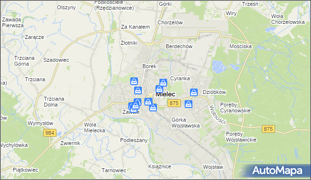 mapa Mielca, Mielec na mapie Targeo