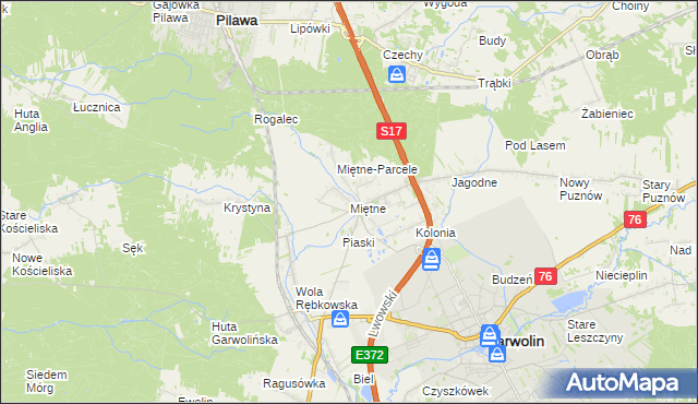 mapa Miętne, Miętne na mapie Targeo
