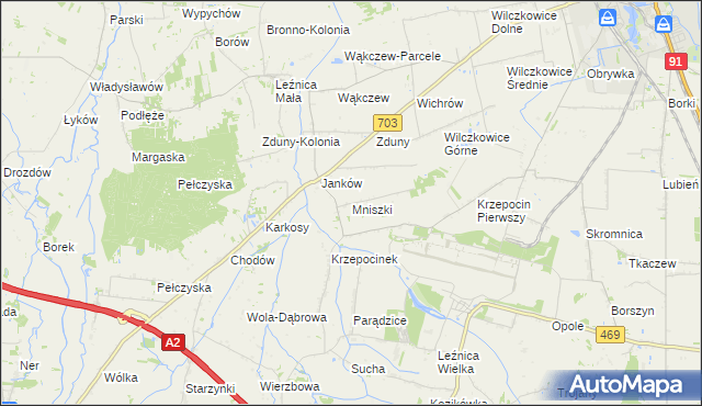 mapa Mniszki gmina Łęczyca, Mniszki gmina Łęczyca na mapie Targeo