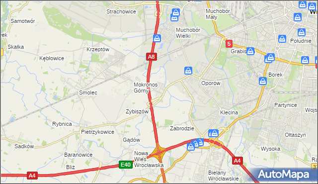 mapa Mokronos Dolny, Mokronos Dolny na mapie Targeo