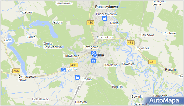 mapa Mosina powiat poznański, Mosina powiat poznański na mapie Targeo