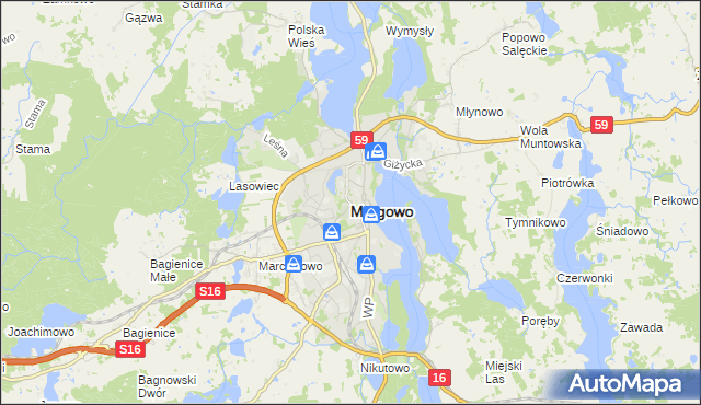 mapa Mrągowo, Mrągowo na mapie Targeo