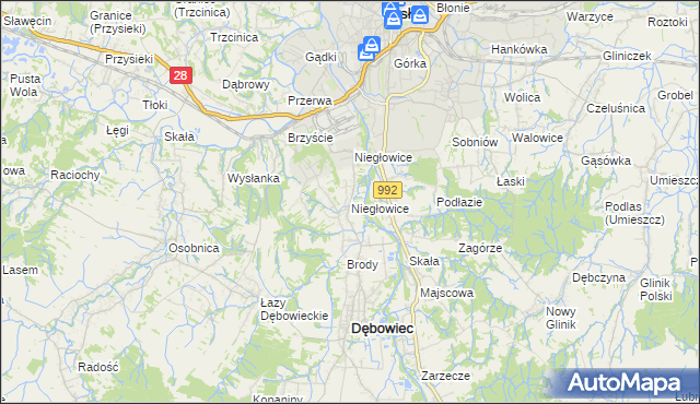 mapa Niegłowice, Niegłowice na mapie Targeo
