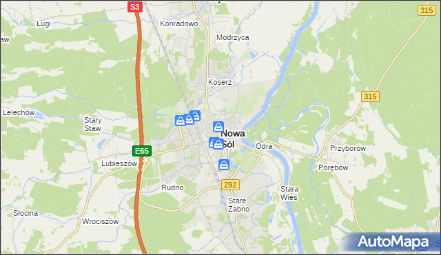 mapa Nowa Sól, Nowa Sól na mapie Targeo