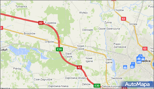 mapa Nowe Opole, Nowe Opole na mapie Targeo