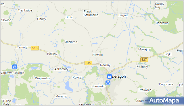 mapa Nowiec, Nowiec na mapie Targeo