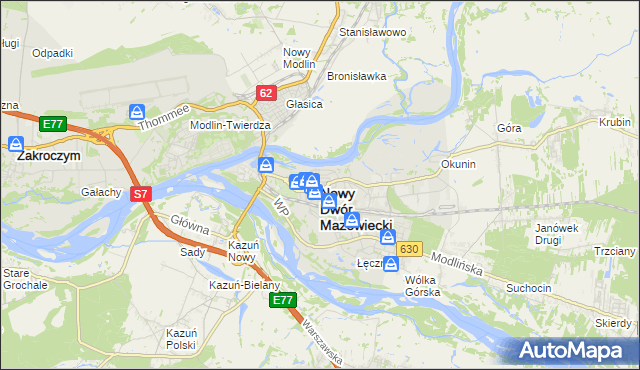 mapa Nowy Dwór Mazowiecki, Nowy Dwór Mazowiecki na mapie Targeo