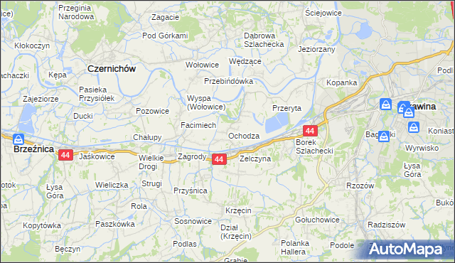 mapa Ochodza gmina Skawina, Ochodza gmina Skawina na mapie Targeo