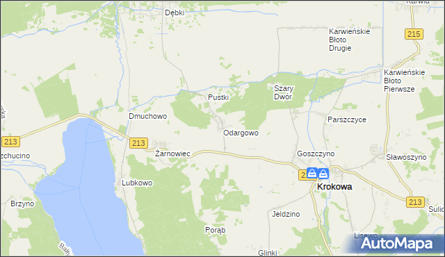 mapa Odargowo gmina Krokowa, Odargowo gmina Krokowa na mapie Targeo