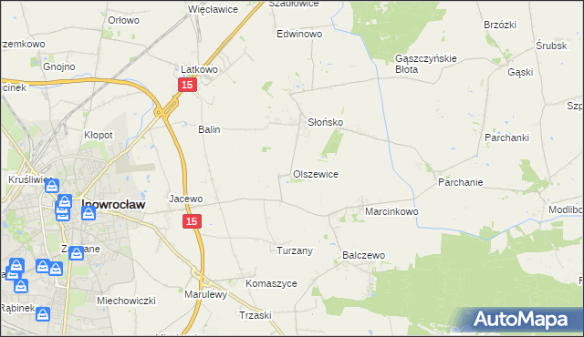 mapa Olszewice gmina Inowrocław, Olszewice gmina Inowrocław na mapie Targeo