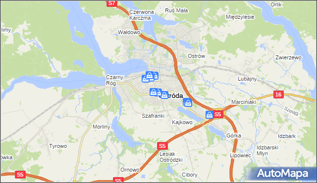 mapa Ostróda, Ostróda na mapie Targeo