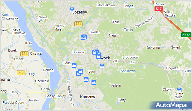 mapa Otwock, Otwock na mapie Targeo