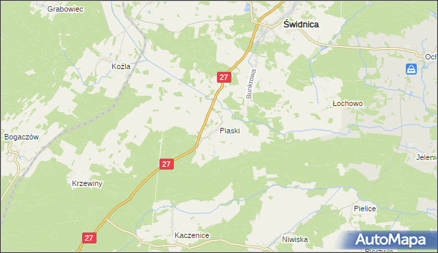 mapa Piaski gmina Świdnica, Piaski gmina Świdnica na mapie Targeo