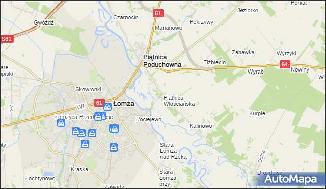 mapa Piątnica Włościańska, Piątnica Włościańska na mapie Targeo