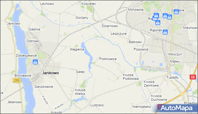 mapa Piotrkowice gmina Inowrocław, Piotrkowice gmina Inowrocław na mapie Targeo