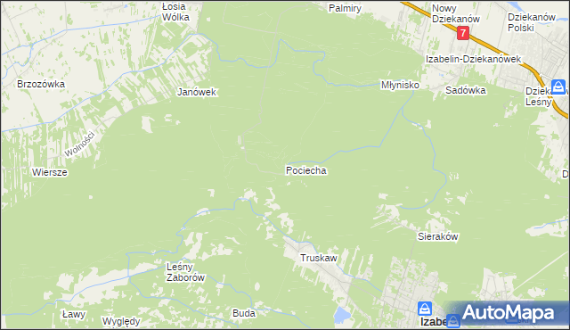 mapa Pociecha gmina Czosnów, Pociecha gmina Czosnów na mapie Targeo