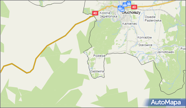 mapa Podlesie gmina Głuchołazy, Podlesie gmina Głuchołazy na mapie Targeo