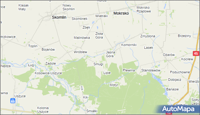 mapa Poręby gmina Mokrsko, Poręby gmina Mokrsko na mapie Targeo