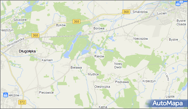 mapa Raków gmina Długołęka, Raków gmina Długołęka na mapie Targeo