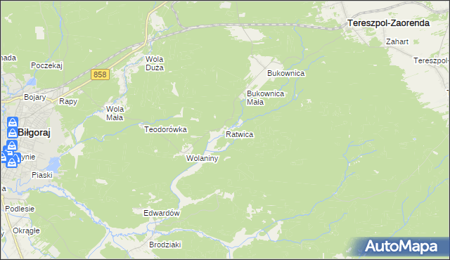 mapa Ratwica, Ratwica na mapie Targeo