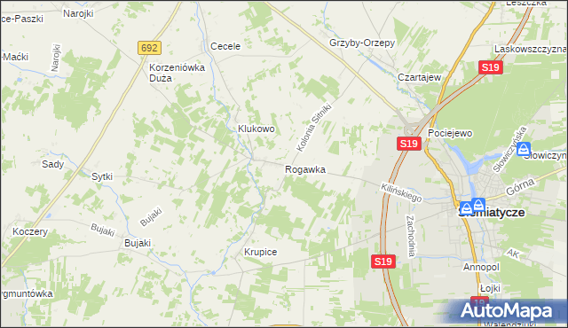 mapa Rogawka, Rogawka na mapie Targeo