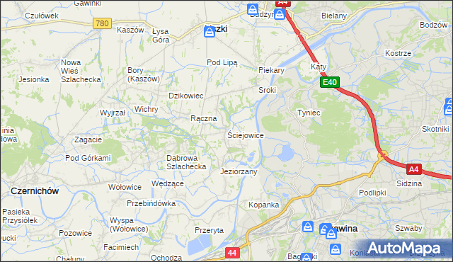 mapa Ściejowice, Ściejowice na mapie Targeo