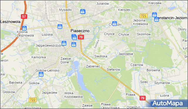 mapa Siedliska gmina Piaseczno, Siedliska gmina Piaseczno na mapie Targeo