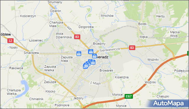 mapa Sieradz, Sieradz na mapie Targeo