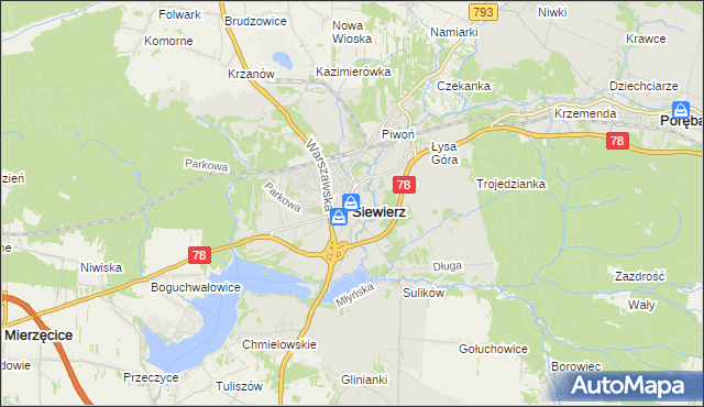 mapa Siewierz, Siewierz na mapie Targeo