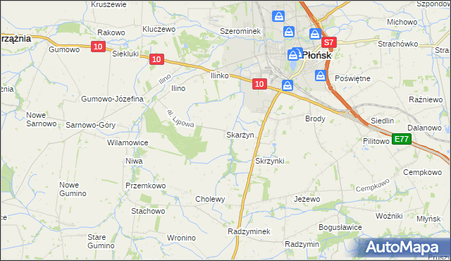 mapa Skarżyn gmina Płońsk, Skarżyn gmina Płońsk na mapie Targeo