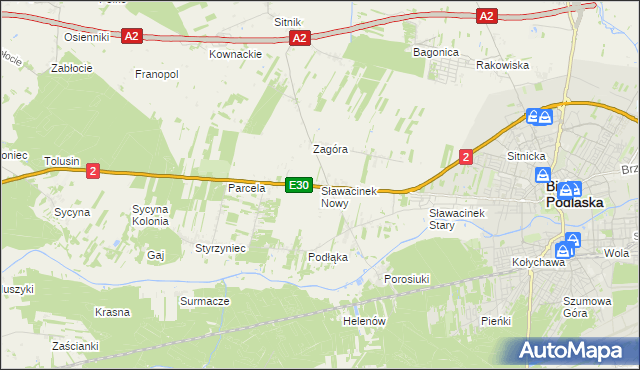 mapa Sławacinek Nowy, Sławacinek Nowy na mapie Targeo