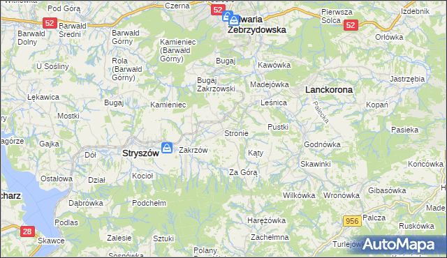 mapa Stronie gmina Stryszów, Stronie gmina Stryszów na mapie Targeo