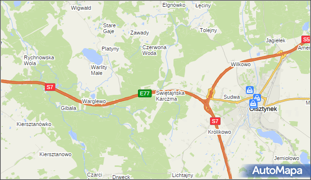 mapa Świętajńska Karczma, Świętajńska Karczma na mapie Targeo