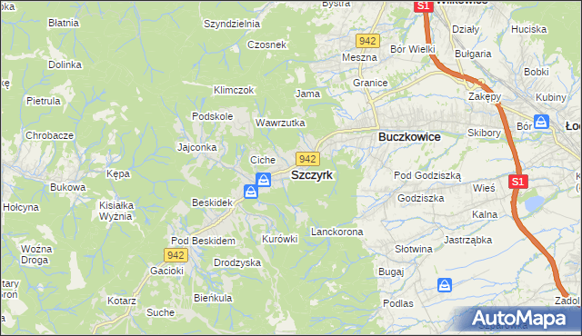 mapa Szczyrk, Szczyrk na mapie Targeo