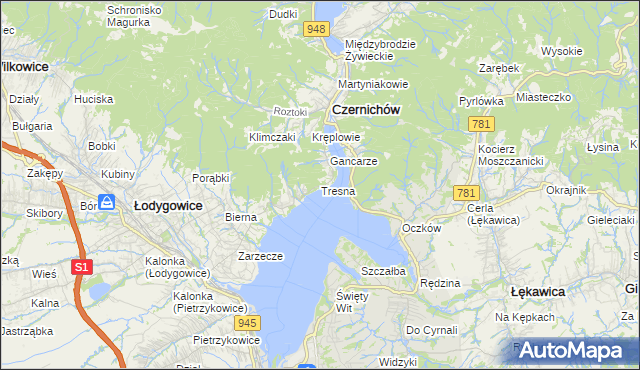 mapa Tresna, Tresna na mapie Targeo