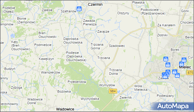 mapa Trzciana gmina Czermin, Trzciana gmina Czermin na mapie Targeo