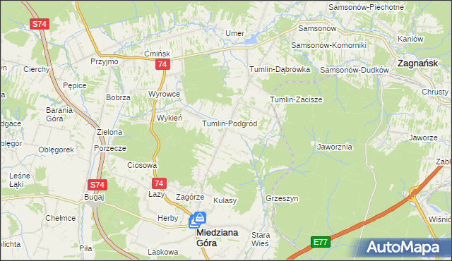 mapa Tumlin-Wykień, Tumlin-Wykień na mapie Targeo