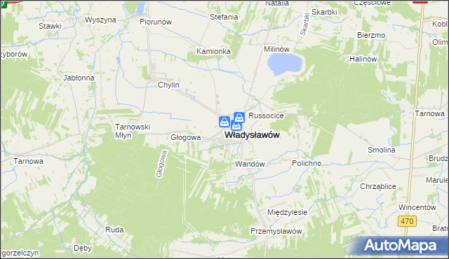 mapa Władysławów powiat turecki, Władysławów powiat turecki na mapie Targeo