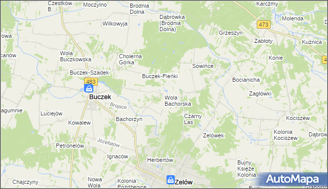 mapa Wola Bachorska, Wola Bachorska na mapie Targeo