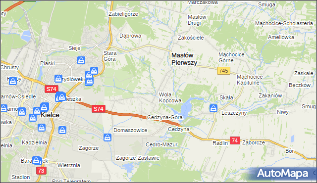 mapa Wola Kopcowa, Wola Kopcowa na mapie Targeo