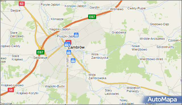 mapa Wola Zambrzycka, Wola Zambrzycka na mapie Targeo