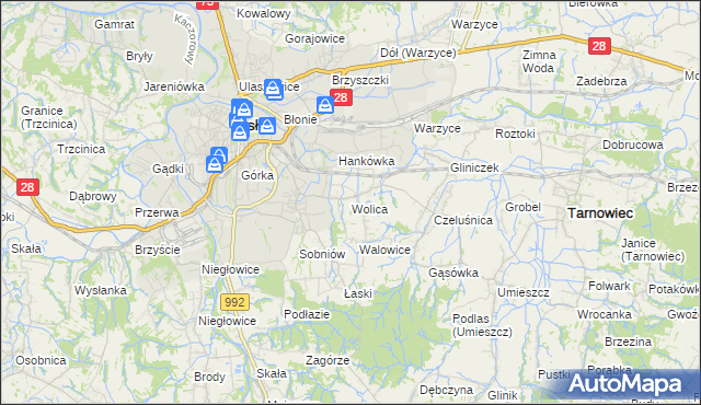 mapa Wolica gmina Jasło, Wolica gmina Jasło na mapie Targeo