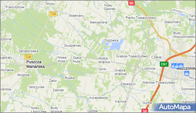 mapa Wólka Wręcka, Wólka Wręcka na mapie Targeo