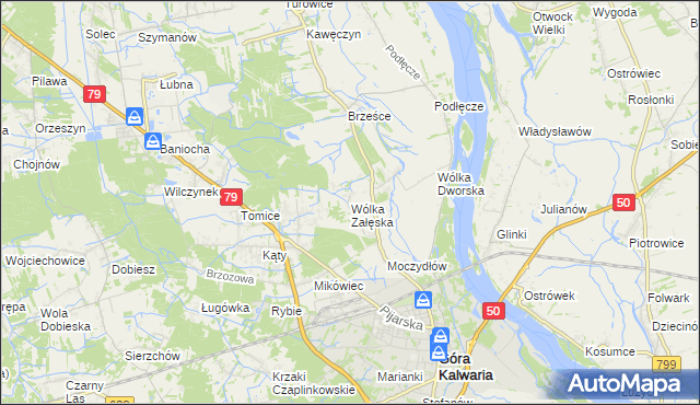 mapa Wólka Załęska gmina Góra Kalwaria, Wólka Załęska gmina Góra Kalwaria na mapie Targeo