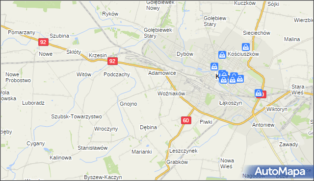 mapa Woźniaków, Woźniaków na mapie Targeo