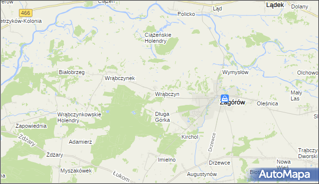 mapa Wrąbczyn Górski, Wrąbczyn Górski na mapie Targeo