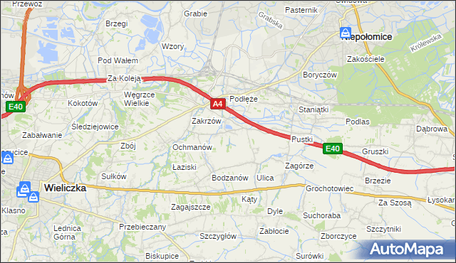 mapa Zakrzowiec, Zakrzowiec na mapie Targeo