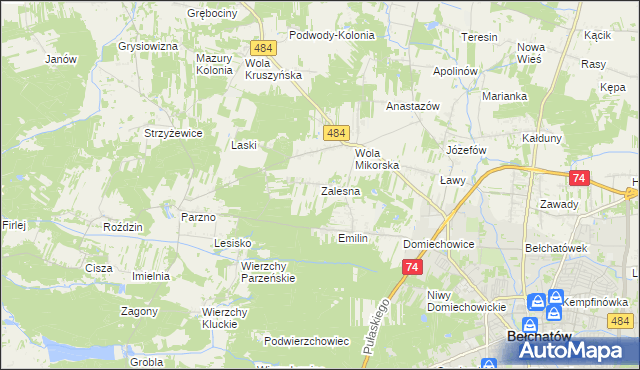 mapa Zalesna, Zalesna na mapie Targeo