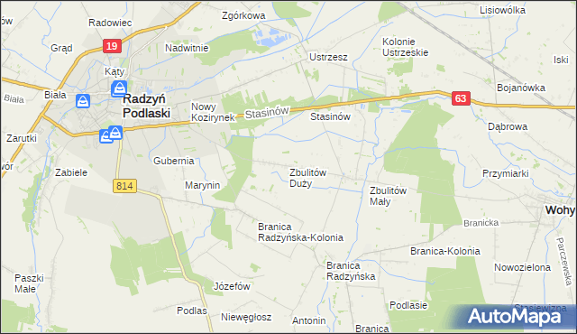 mapa Zbulitów Duży, Zbulitów Duży na mapie Targeo