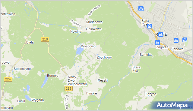 mapa Zbychowo, Zbychowo na mapie Targeo